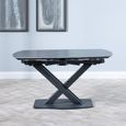 Arctic Extending Dining Table - 4-8 Seater - 140cm-200cm - Black Ceramic Swivel Top - Cross Base