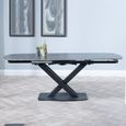 Arctic Extending Dining Table - 4-8 Seater - 140cm-200cm - Black Ceramic Swivel Top - Cross Base