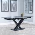 Arctic Extending Dining Table - 4-8 Seater - 140cm-200cm - Black Ceramic Swivel Top - Cross Base
