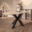 Avalon Travertine Beige 8 Seater Oval Dining Table with Spider Legs