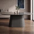 Barletta Dining Table - 180cm - 6 Seater - Oval - Fluted Base - Dark Grey - Sintered Stone and Wood