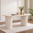 Bern Fluted White Washed Oak 6 Seater 160cm Dining Table with Pedestal Base thumbnail