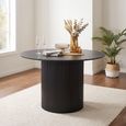 Bern Fluted Black 4 Seater 120cm Round Dining Table with Drum Base thumbnail