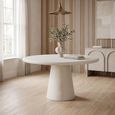 Bloomstone White Lime Plaster 4 Seater Round Pedestal Dining Table