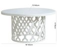 Boho Round Dining Table - 6 Seater - 140cm - White Carved Wood