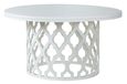 Boho Round Dining Table - 6 Seater - 140cm - White Carved Wood