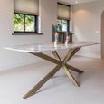Bottega Dining Table - 220cm - 10 Seater - Spider Legs - Blush Beige - Marble and Metal