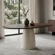 Brix Marron Dining Table - 140cm - 6 Seater - Pedestal - Off White - Mango Wood and Metal