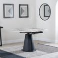 Carrara Round Dining Table - 4 Seater - 135cm - Grey Ceramic - Swivel Motion Extending - Black Pedestal Base