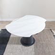 Carrara Round Dining Table - 4 Seater - 135cm - White Ceramic - Swivel Motion Extending - Black Pedestal Base