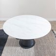 Carrara Round Dining Table - 4 Seater - 135cm - White Ceramic - Swivel Motion Extending - Black Pedestal Base