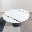Carrara Round Dining Table - 4 Seater - 135cm - White Ceramic - Swivel Motion Extending - Black Pedestal Base