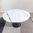 Carrara Round Dining Table - 4 Seater - 135cm - White Ceramic - Swivel Motion Extending - Black Pedestal Base
