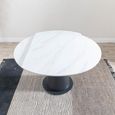 Carrara Round Dining Table - 4 Seater - 135cm - White Ceramic - Swivel Motion Extending - Black Pedestal Base
