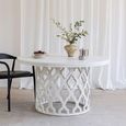Clearance - Boho Round 6 Seater 140cm Dining Table White Carved Wood thumbnail