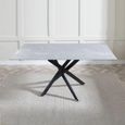 Clearance - Chopstick 6 Seater Grey Glass Dining Table with Black Metal Legs - 150cm