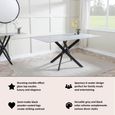 Clearance - Chopstick 6 Seater Grey Glass Dining Table with Black Metal Legs - 150cm