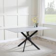 Clearance - Chopstick 6 Seater Grey Glass Dining Table with Black Metal Legs - 150cm