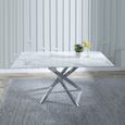 Clearance - Chopstick 6 Seater White Glass Dining Table with Chrome Metal Legs - 150cm