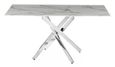 Clearance - Chopstick 6 Seater White Glass Dining Table with Chrome Metal Legs - 150cm
