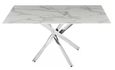 Clearance - Chopstick 6 Seater White Glass Dining Table with Chrome Metal Legs - 150cm