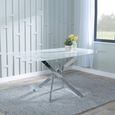 Clearance - Chopstick 6 Seater White Glass Dining Table with Chrome Metal Legs - 150cm