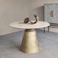 Clifton Dining Table - Travertine Marble - 4 Seater - Round Pedestal - 120cm