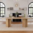 Clover Dining Table - 220cm - 8 Seater - Panel Legs - Natural - Mango Wood