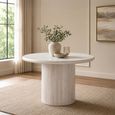 Dining Table - 102cm - 4 Seater - Round - Off White - Marble