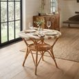 Dining Table - 90cm - 2 Seater - Round - Beige and White - Rattan and Bamboo Wood