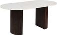 Fluted Dining Table - 6 Seater - 170cm - Double Pedestal - White Marble