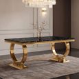 Glacier Dining Table - 180cm - 6 Seater - Black Marble & Gold