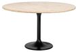 Hampton Travertine Beige 6 Seater Round Dining Table with Black Tulip Base