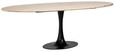 Hampton Travertine Beige 8 Seater Oval Dining Table with Back Tulip Base