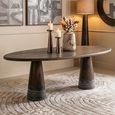 Harper Dining Table - 230cm - 10 Seater - Oval - Double Pedestal - Smoked Charcoal - Oak
