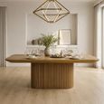 Lausanne Fluted Dining Table - 10 Seater - 230cm - Pedestal - Natural - Teak Wood