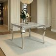 Louis Square Dining Table - 4 Seater - 100cm - Grey Marble & Chrome