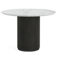 Lucas Black Round Fluted Dining Table - 4 Seater - 120cm - White Marble Top