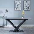 Maldon Dining Table - 6 Seater - 160cm - Grey Ceramic - Black V Base