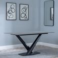 Maldon Dining Table - 6 Seater - 160cm - Grey Ceramic - Black V Base