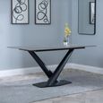 Maldon Dining Table - 6 Seater - 160cm - Grey Ceramic - Black V Base