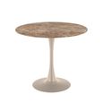 Malta Round Dining Table - 2 Seater - 90cm - Brown and Grey Ceramic