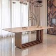 Maxfield Dining Table - 200cm - 8 Seater - Pedestal - Beige - Ceramic