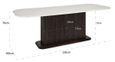 Mayfield White Marble Top 8 Seater Dining Table - Dark Wood Fluted Pedestal Base