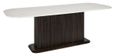 Mayfield White Marble Top 8 Seater Dining Table - Dark Wood Fluted Pedestal Base