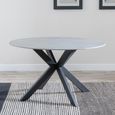 Novara Round Dining Table - 4 Seater - 130cm - Grey Ceramic - Black Star Base