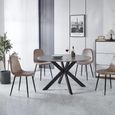 Novara Round Dining Table - 4 Seater - 130cm - Grey Ceramic - Black Star Base