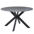 Novara Round Dining Table - 4 Seater - 130cm - Grey Ceramic - Black Star Base