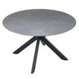 Novara Round Dining Table - 4 Seater - 130cm - Grey Ceramic - Black Star Base