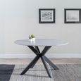 Novara Round Dining Table - 4 Seater - 130cm - Grey Ceramic - Black Star Base